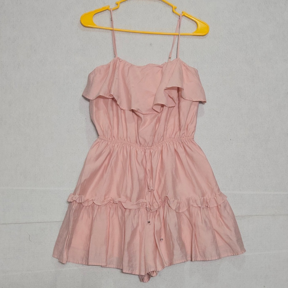 Guess Los Angeles Pink Ruffle Tiered Romper Q4YD01W7KD0 Womens Size‎ Medium